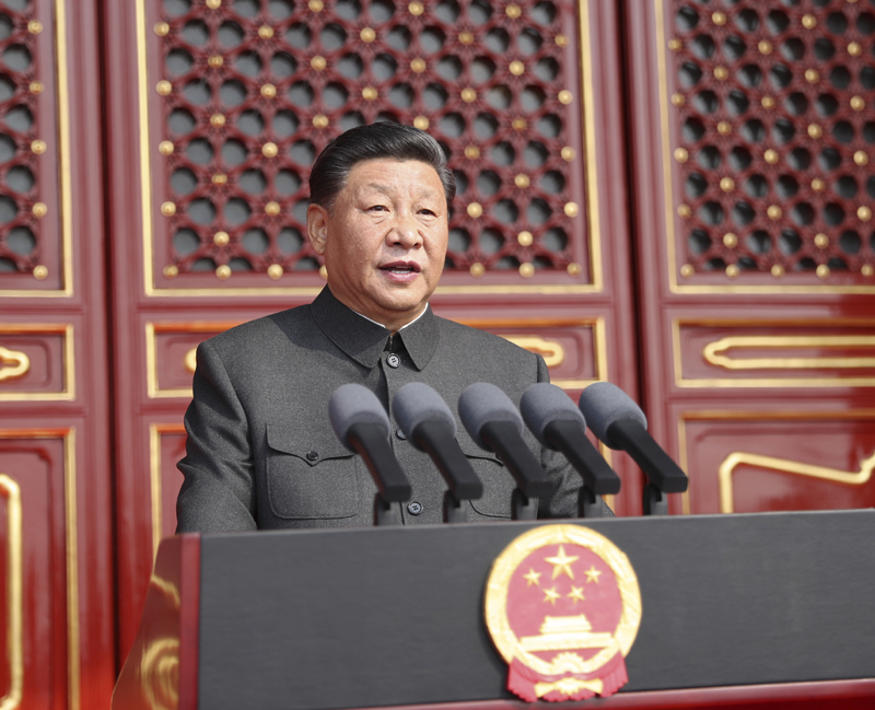 10月1日上午，庆祝中华人民共和国成立70周年大会在北京天安门广场举行。中共中央总书记、国家主席、中央军委主席习近平发表重要讲话。
